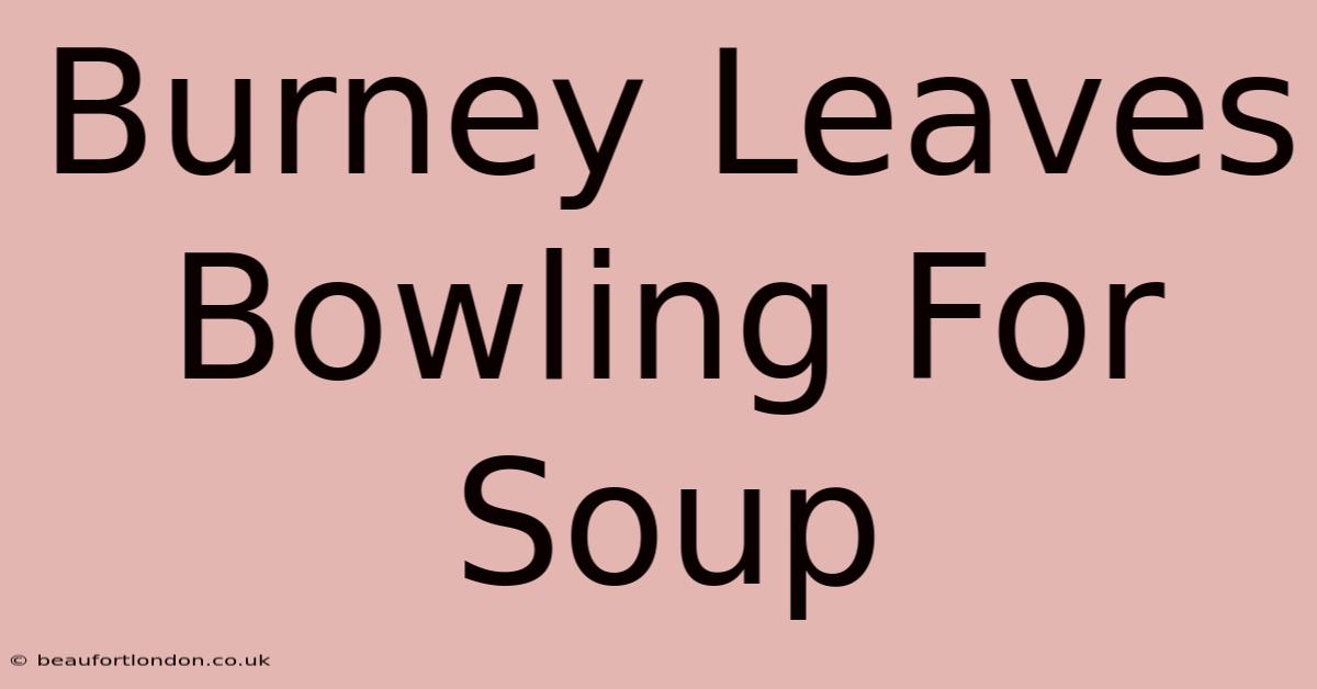 Burney Leaves Bowling For Soup