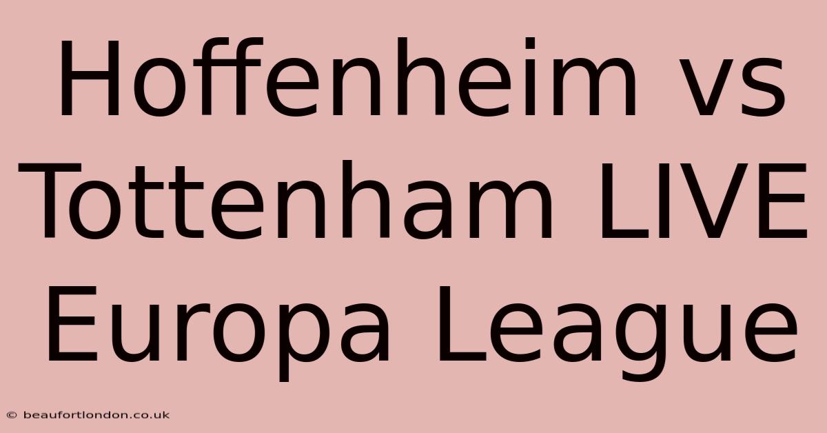 Hoffenheim Vs Tottenham LIVE Europa League