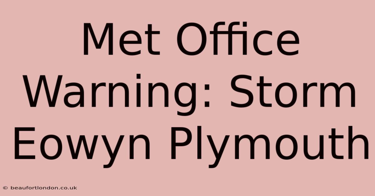 Met Office Warning: Storm Eowyn Plymouth