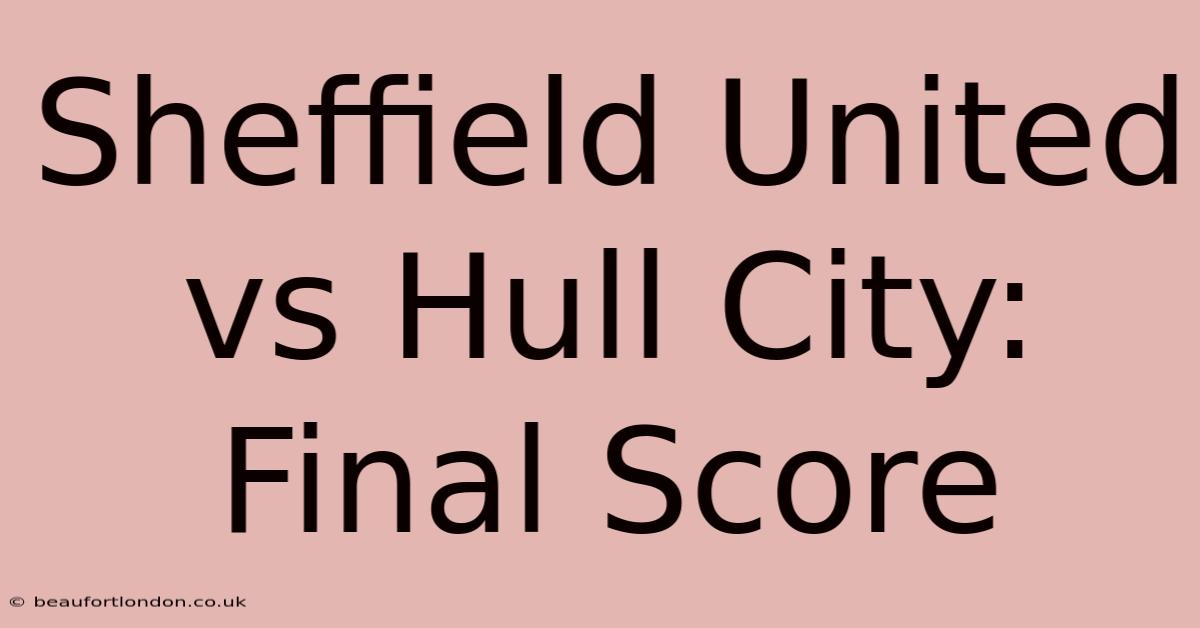 Sheffield United Vs Hull City: Final Score