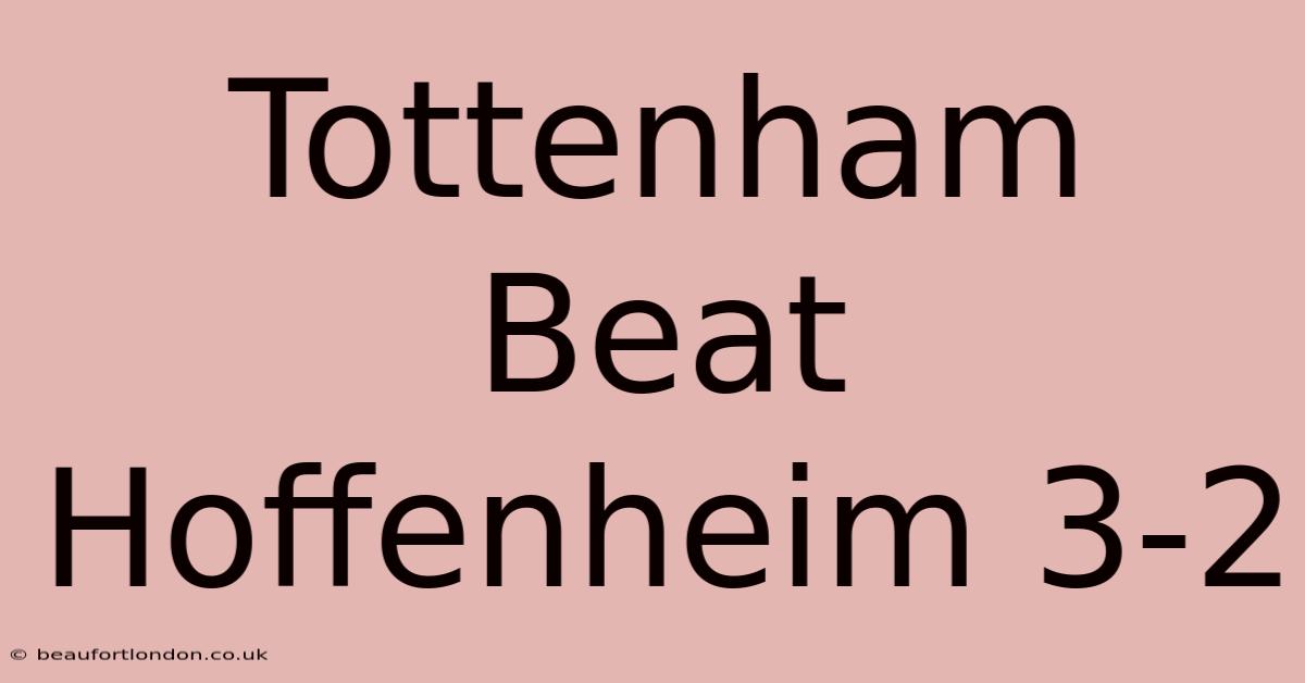 Tottenham Beat Hoffenheim 3-2