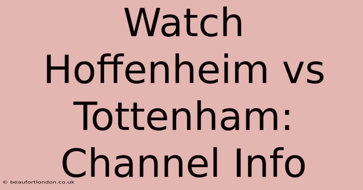 Watch Hoffenheim Vs Tottenham: Channel Info